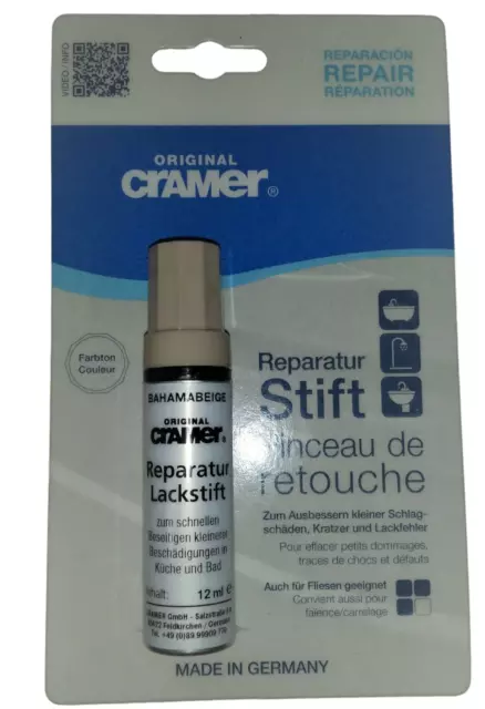 (137,08 €/100 ml) 12ml Cramer Reparatur-Stift Bahamabeige Keramik Email Acryl