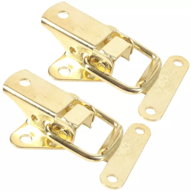 2 x TOGGLE CATCHES Gold Flight Case Trunk Lid Tool Box Lock Clasp Latch Suitcase