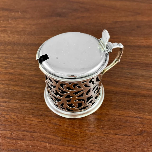Robert Harper Victorian English Pierced Sterling Silver Mustard Pot London 1859