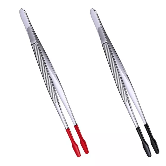 2 Pcs Rubber Tipped Tweezers Soft Tipped Tweezers PVC Coated Soft Flat Tip3865