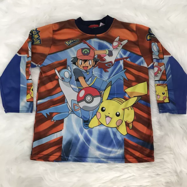 POKEMON ADVANCED Pikachu All Over Print Long Sleeve Polyester Shirt Boys Size 4