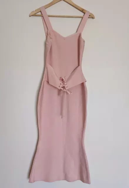 Elliatt Womens Midi Dress Blush Pink Lace Up Wide Strap Size L / 12 au / 8 us