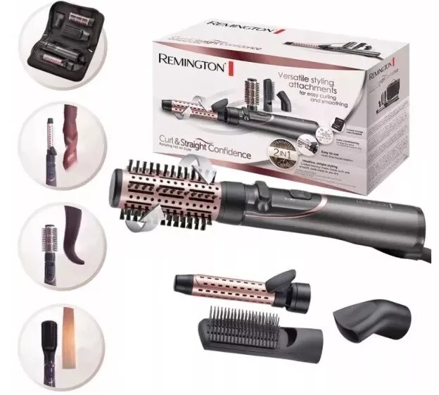 Remington Curl & gerade rotierende Heißluft Styler Bürste runde Paddelzange AS8606