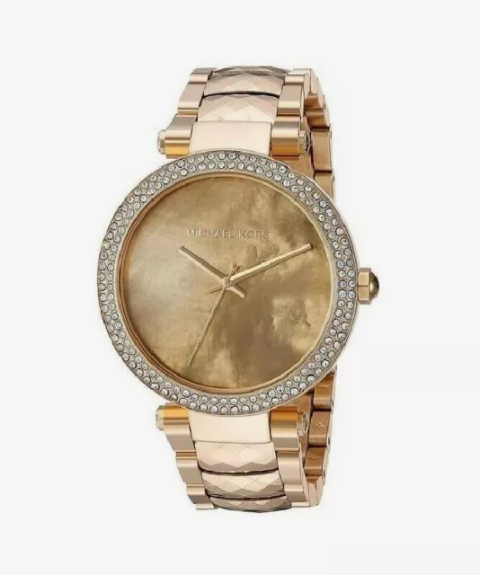 New Michael Kors Women's Parker Mother Of Pearl Crystal Dial Watch MK6425