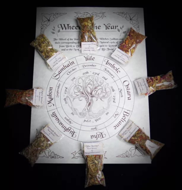 8 Sabbat Incense & Wheel of the Year Poster Wicca Pagan