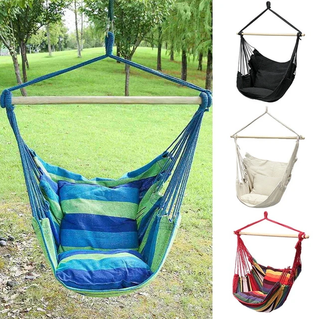 Hängesessel Hängestuhl Hängeschaukel Hängekorb Hängematte mit 2 Kissen Sitz