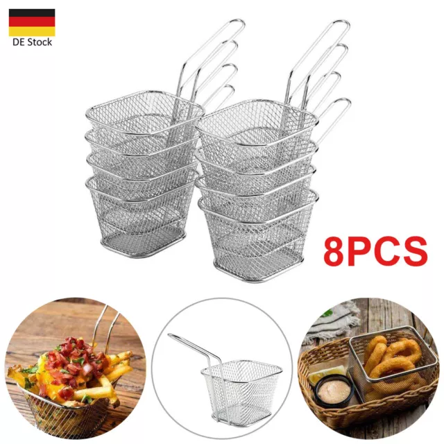 8 Stück Pommes Servierkörbchen Mini Frittierkorb Set Pommes Servier Schale Korb