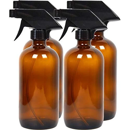 Paquete de 4 botellas de spray de vidrio ámbar vacías Youngever de 500 ml, recipiente recargable para