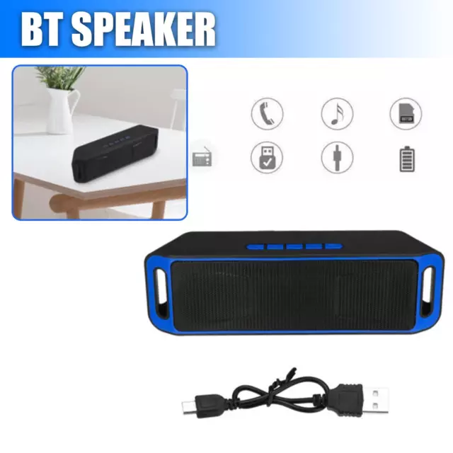 1X Wireless Bluetooth Lautsprecher Tragbar Aussenbereich Stereo Bass USB/TF/FM Radio Blau