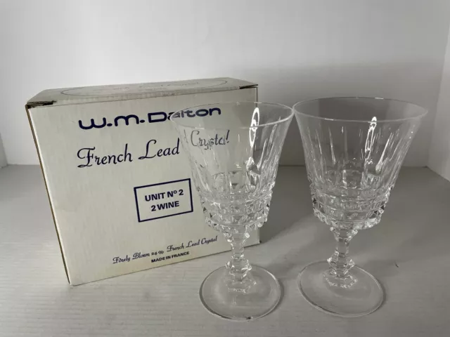 W.M. Dalton French Lead Crystal Unit No. 2 Wine Glasses (2) with Box