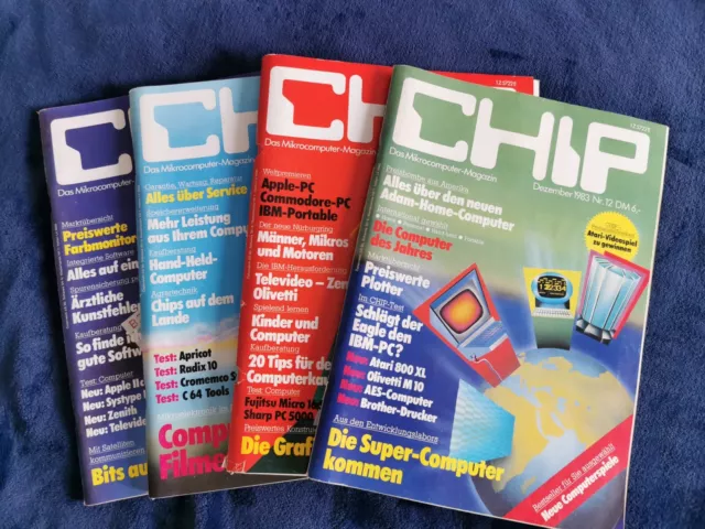 80er Jahre CHIP Computermagazin Retro 4 Hefte, Magazin, 1983, 1984