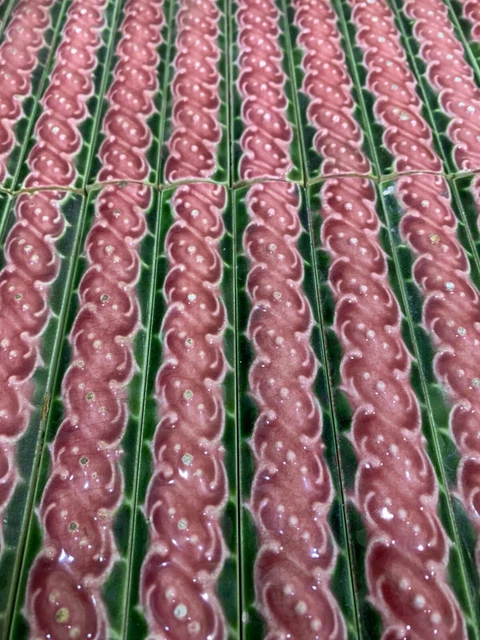 Rare England 6x1 Inches Border Tiles Pink Art Deco Antique Vintage 56 pcs lot 3