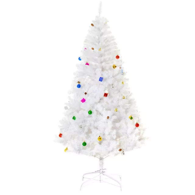 Albero di Natale Artificiale 180 cm 930 Rami Addobbato Bianco