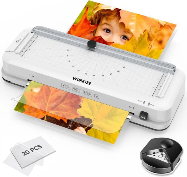 Laminator Machine with Laminating Sheets 20 Pouches, WORKIZE 9-Inch Thermal Lam