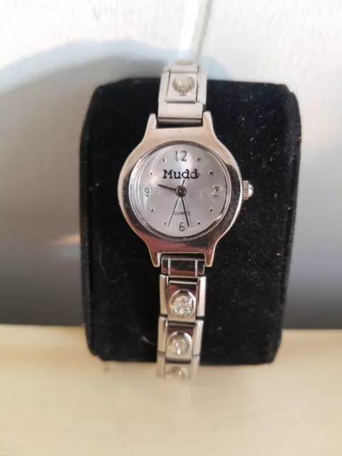 MUDD Ladies Stretch Band Quartz Watch with precious stones decorations.UNTESTED.