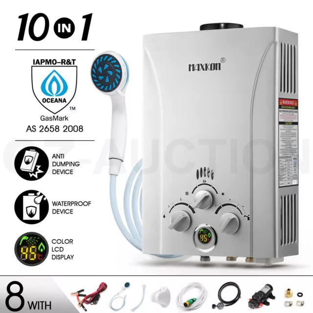 Portable MAXKON Gas Hot Water Heater LPG Caravan Outdoor Instant Shower w/Pump