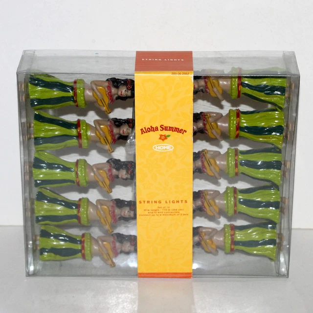 Aloha Summer Home String Lights Hula Girl Dancer set of 10 Luau patio backyard