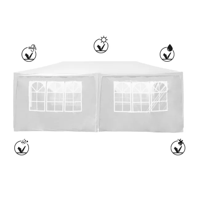 Toboli Pabellón 3x6m Carpa de Fiesta Blanca Estable Impermeable Protección UV 50+ Jardín Fijo