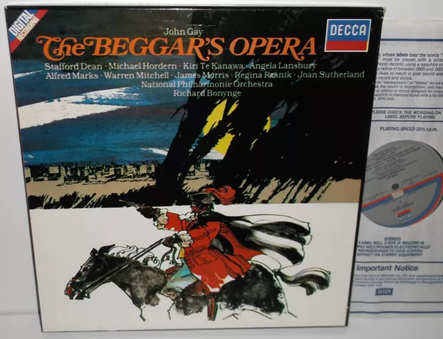 D252D 2 John Gay The Beggar's Opera Joan Sutherland NPO Richard Bonynge 2LP