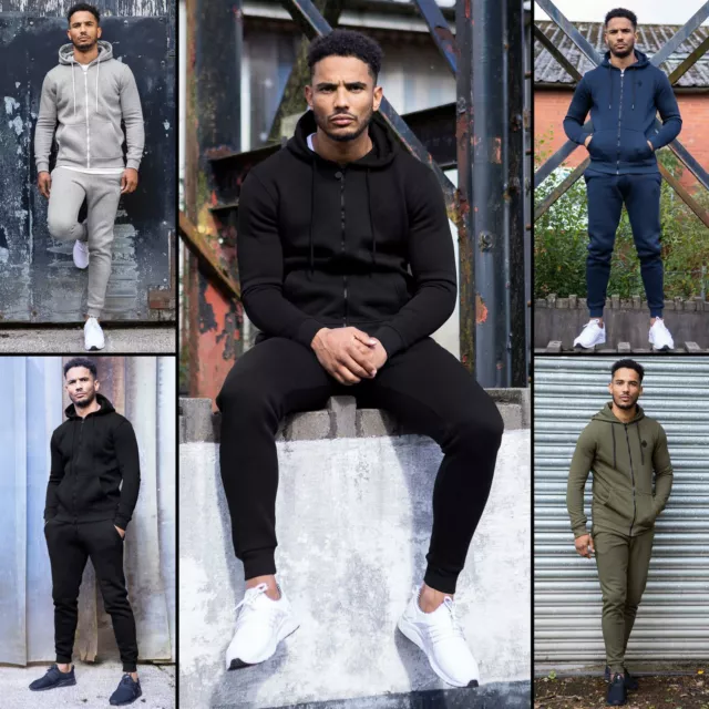 Enzo Mens Full Tracksuit Set Zip Up Hoodie Fleece Hooded Jacket Slim Fit Joggers