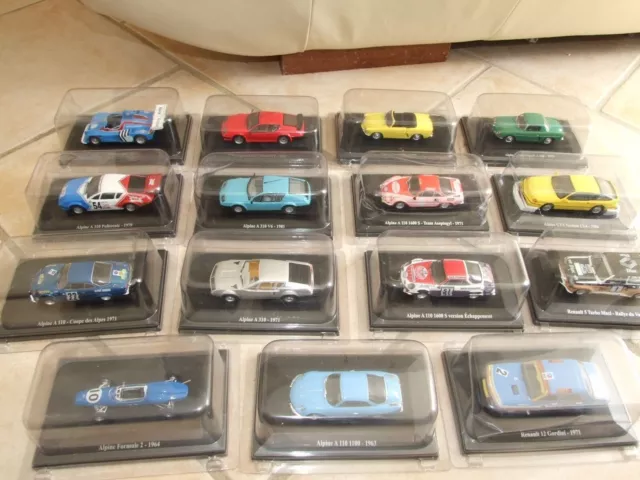 LOT DE 15 RENAULT ALPINE A110 A310 A610 GTA A106 5 RALLYE ELIGOR 1:43 sous coque