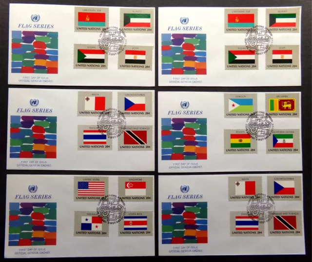 1981 WORLD FLAG SERIES: 6x United Nations UN First Day International Foreign USA