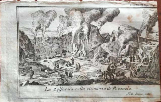 Xviii Sec Acquaforte Francesco Sesone La Solfatara A Pozzuoli Nel Regno Napoli