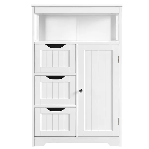 Bathroom Floor Cabinet Free Standing Storage Organizer with Drawers and Shelves