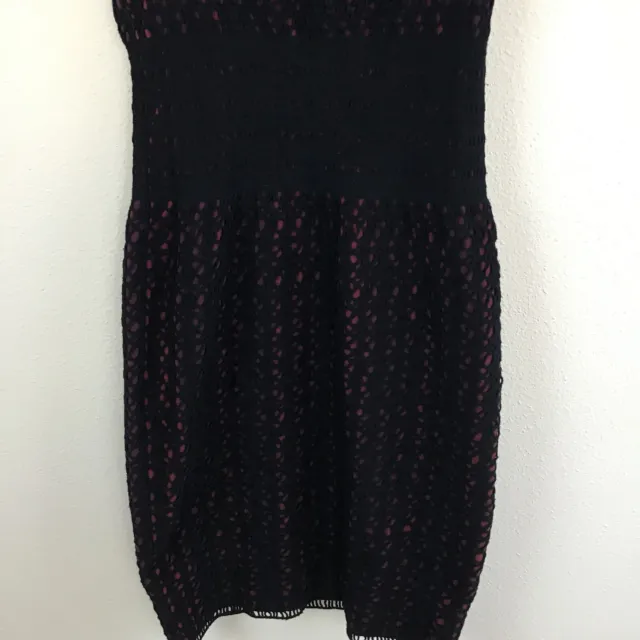AZZEDINE ALAIA DRESS 38 Black Pink Purple Cut Out Knit Wool Sheath ...