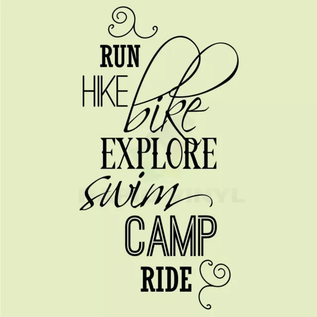 RUN HIKE BIKE SWIM CAMP RIDE Wall Decal Wall Sticker Home Life Wall Art Decal