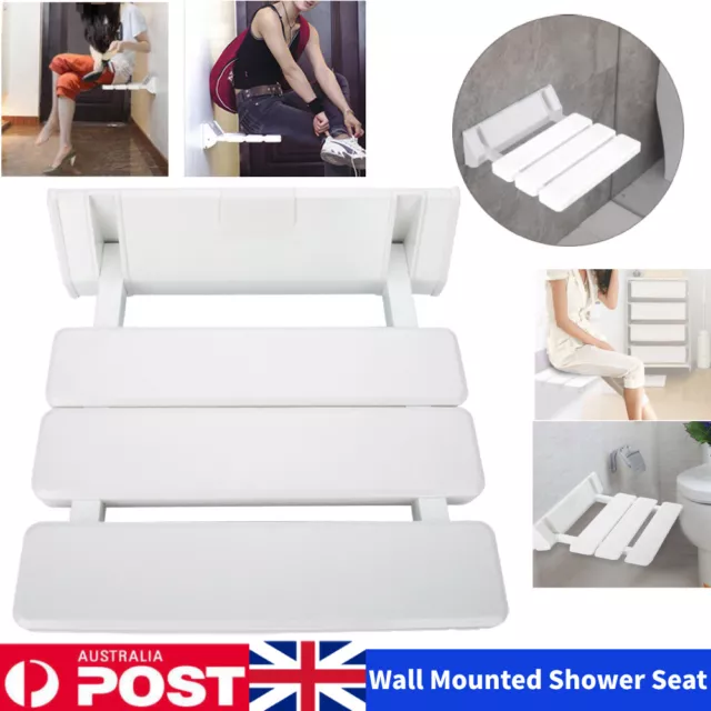 Shower Seat Folding Wall Mounted Bathroom Mobility Aid Legs Strong Fold Up Down