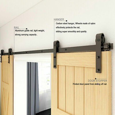 4-12FT Sliding Barn Door Hardware  Closet Track Kit for Single/Double Wood Doors