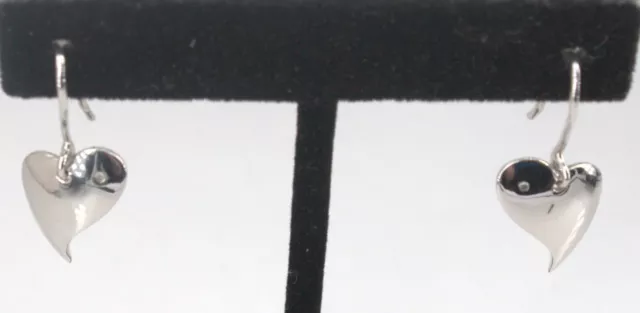 Sterlingsilber Herz hängende Ohrringe weiß Eis 0,01ct Diamant 1-1/4" signiertes Hauptquartier