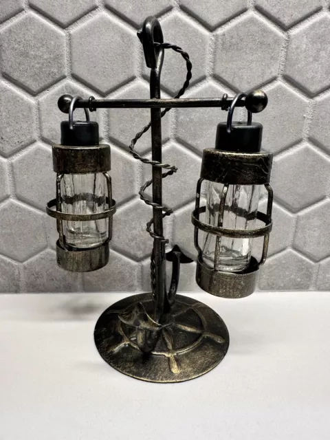 Vintage Nautical Salt & Pepper Lantern Shaker Set Bronze