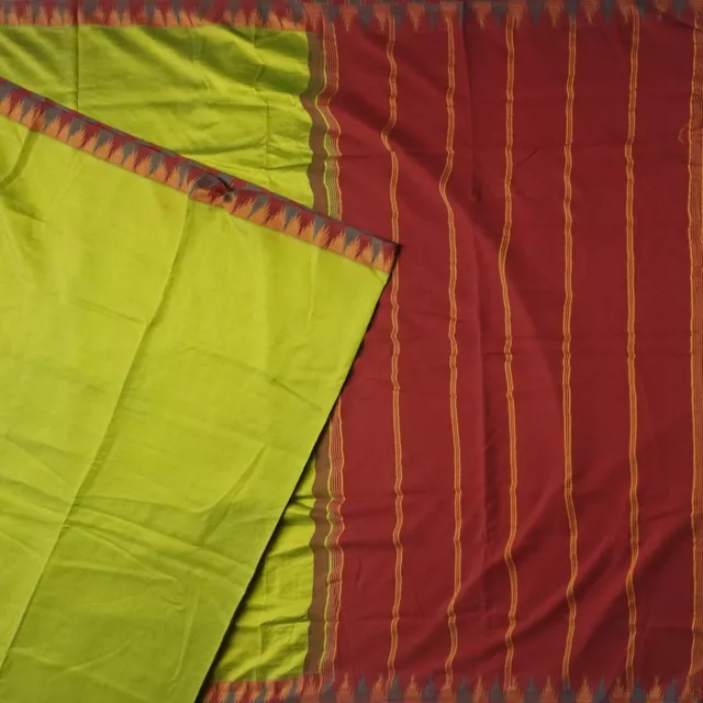 Vintage Verde Sari 100% Pura Seta Cucito A Mano South Indian Sari 15ft