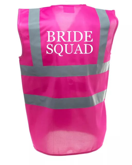 SQUADRA SPOSA rosa hi viz gilet sposa sposa festa abito elegante