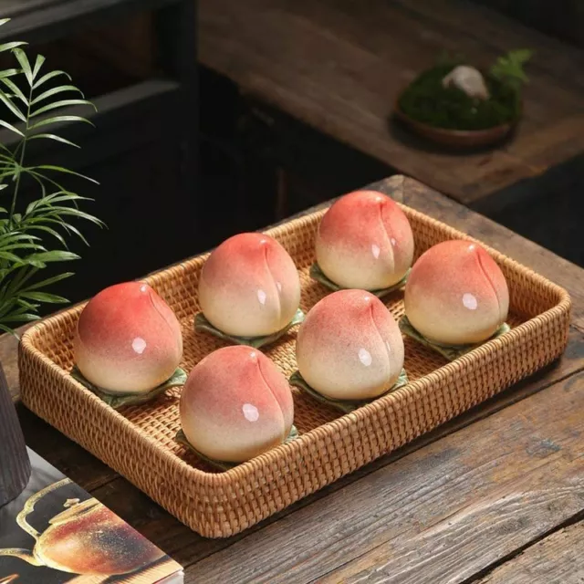 1pc Chinese Peach Tea Caddy Ceramic Tea Box Sealed Canister Tea Ware Home Decor