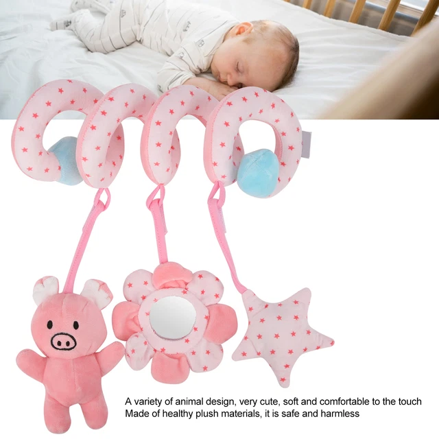 PINK BABY STROLLER Hanging Toy Cute Animal Spiral Pram Hanging