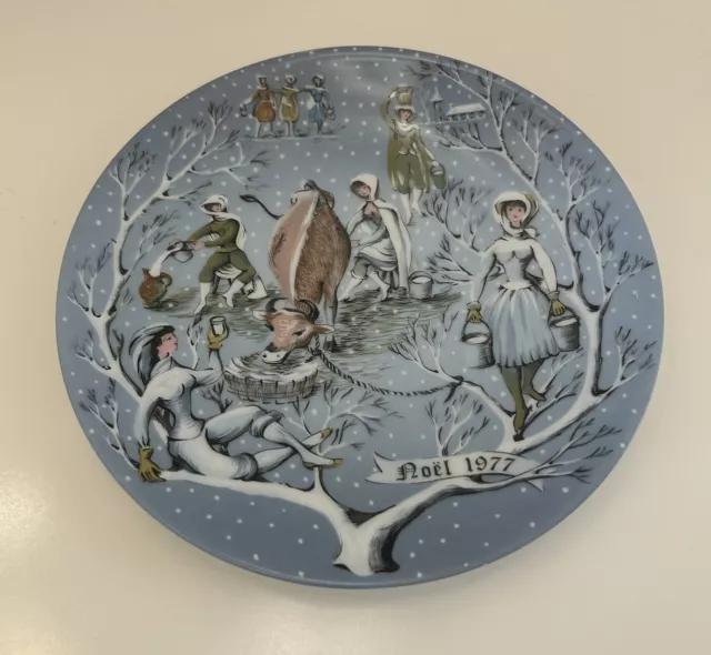 Haviland Limoges The 12 Days of Christmas Plate Eight Maids Milking 1977 Signed