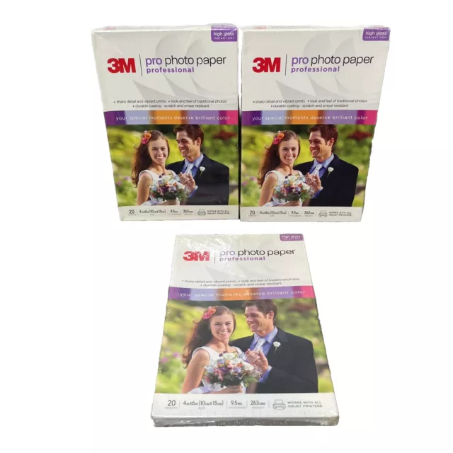 (3) 3M High Gloss Professional Photo Paper 8.5" x 11" Inkjet 9.5mil - 25 sheets