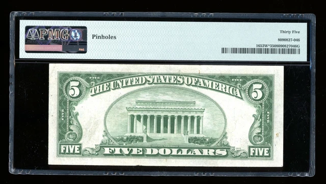 DBR $5 1934-C Silver STAR Fr. 1653W* Wide PMG 35 Serial *16035265A 2