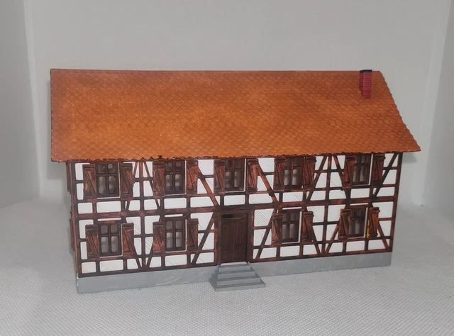 Kit Maquette Maison Alsacienne HO - Ecole/Mairie, Le Village Alsacien - Fait Main, Non Peint