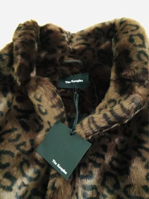 The Kooples Women's Faux Fur Leopard Print Jacket Coat Size Small LEO09 NEW