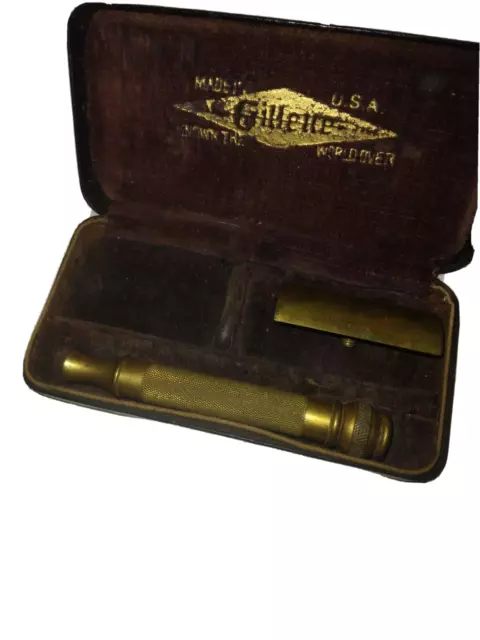 Gillette 1920s Gold Tone Safety Razor In Original Case