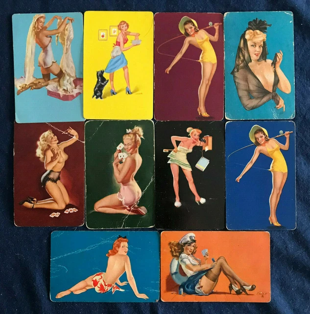 10 VINTAGE RISQUE GIRLIE PIN UP Calendar Playing Cards Vargas Petty 