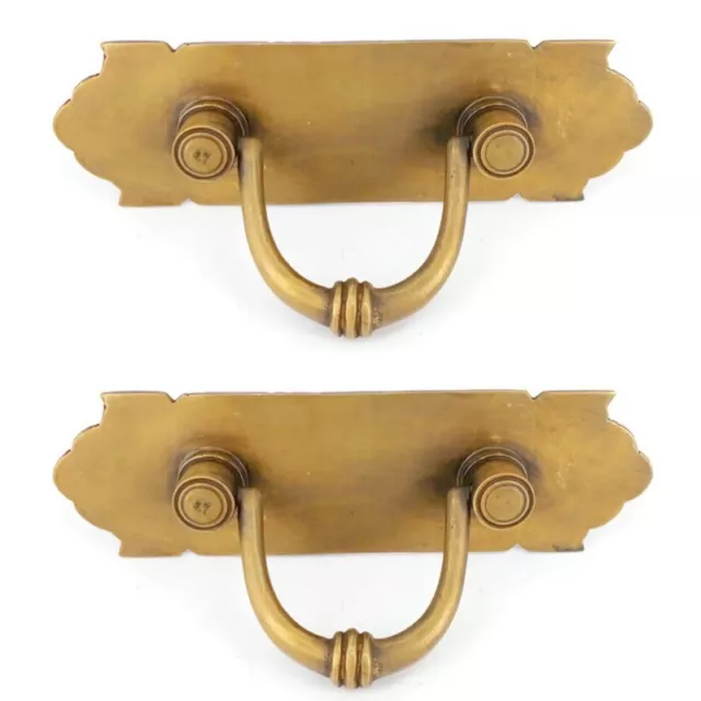 2 large 8" BOX HANDLES chest brass furniture old vintage age style 20 cm BRASS B