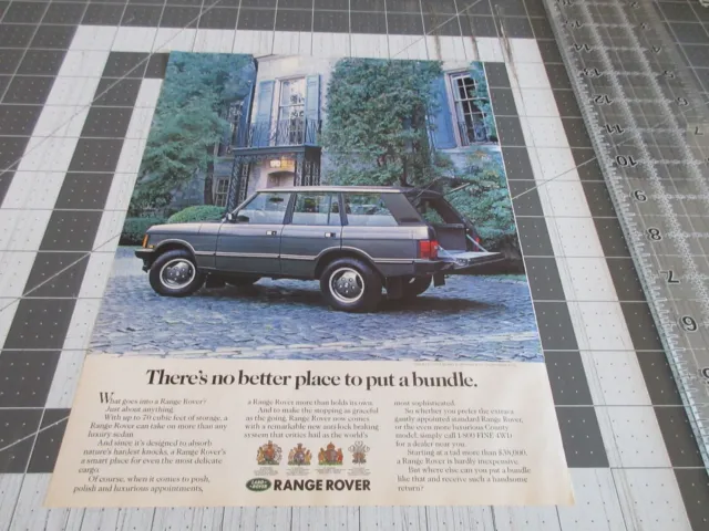 1990 RANGE ROVER advertisement, Land Rover open tailgate, Rover print ad