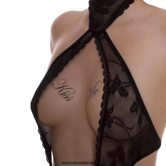 10 x "Kiss Me" Tattoo Schriftzug in schwarz - Sexy Kinky Fetish Tattoo (10)
