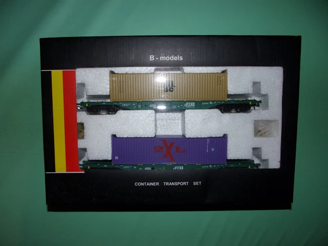 Coffret B-MODELS 2 Wagons Porte-conteneurs 46102 - Échelle HO - 3 Rails - Neuf