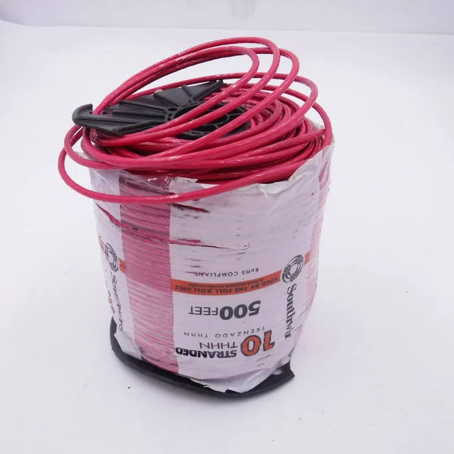 500' Southwire 10 AWG Stranded Red THHN Electrical Wire 22975757